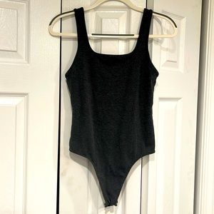 American Eagle Heather Grey Square Neck Bodysuit